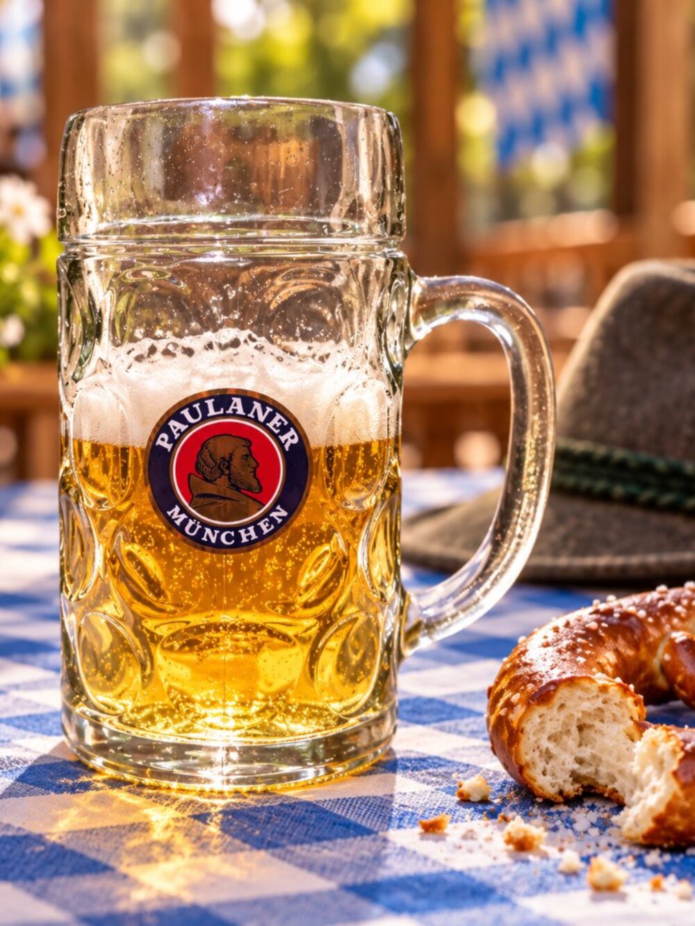 Paulaner München 1L Glass Beer Mug – Oktoberfest Maßkrug – New